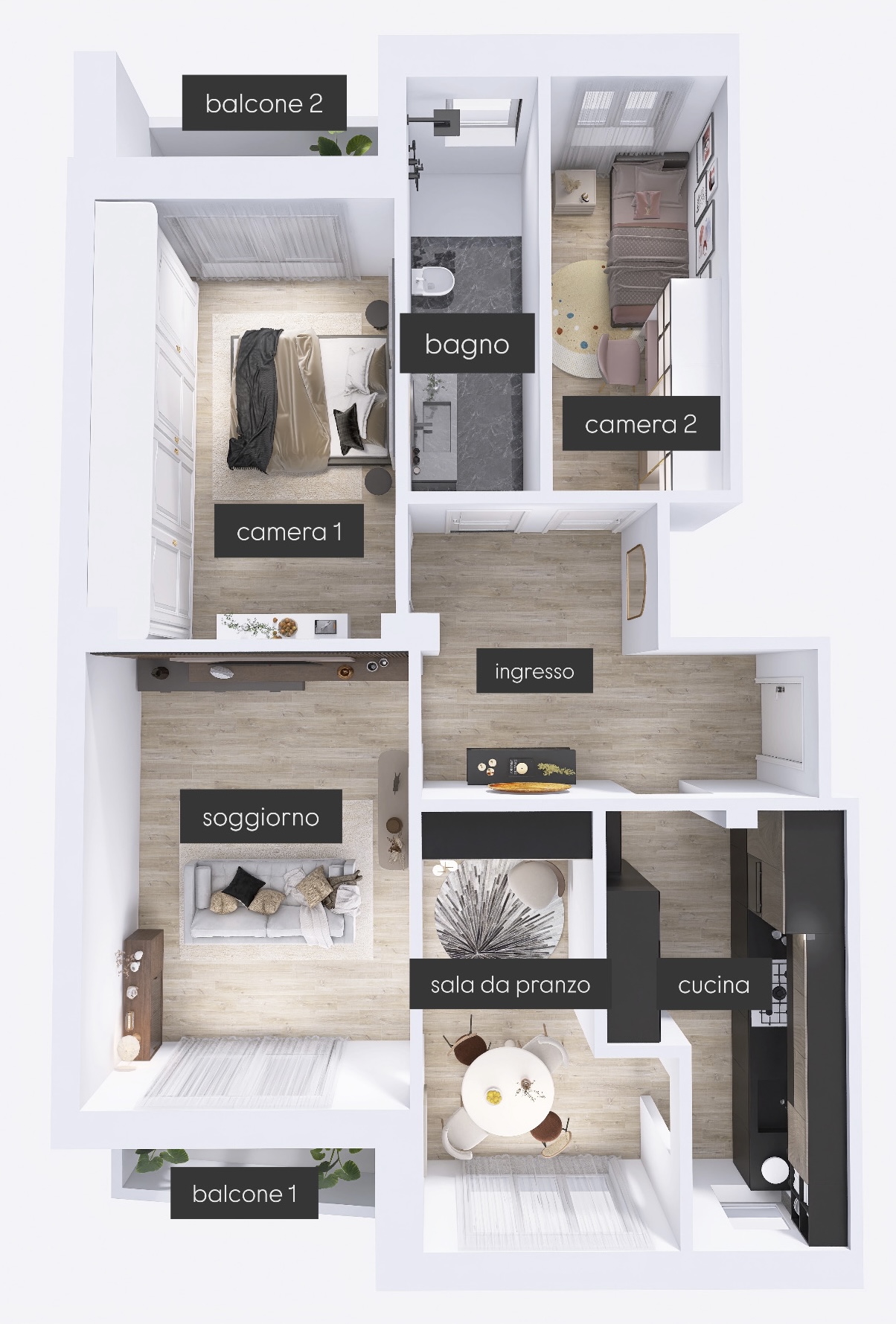 Planimetria 3 LOCALI PIANO ALTO CON BALCONI