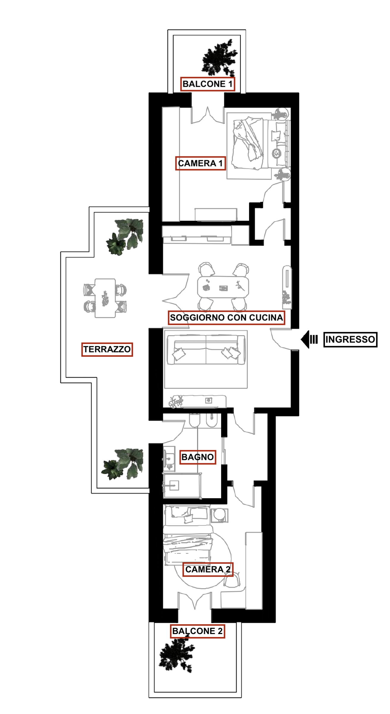 Planimetria 3 LOCALI ULTIMO PIANO CON TERRAZZO E BOX