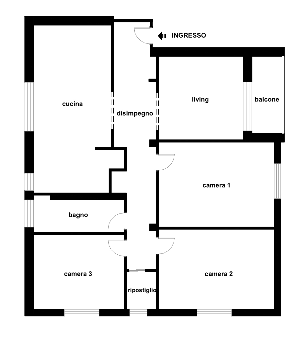 Planimetria 4 LOCALI RISTRUTTURATO CON BALCONE