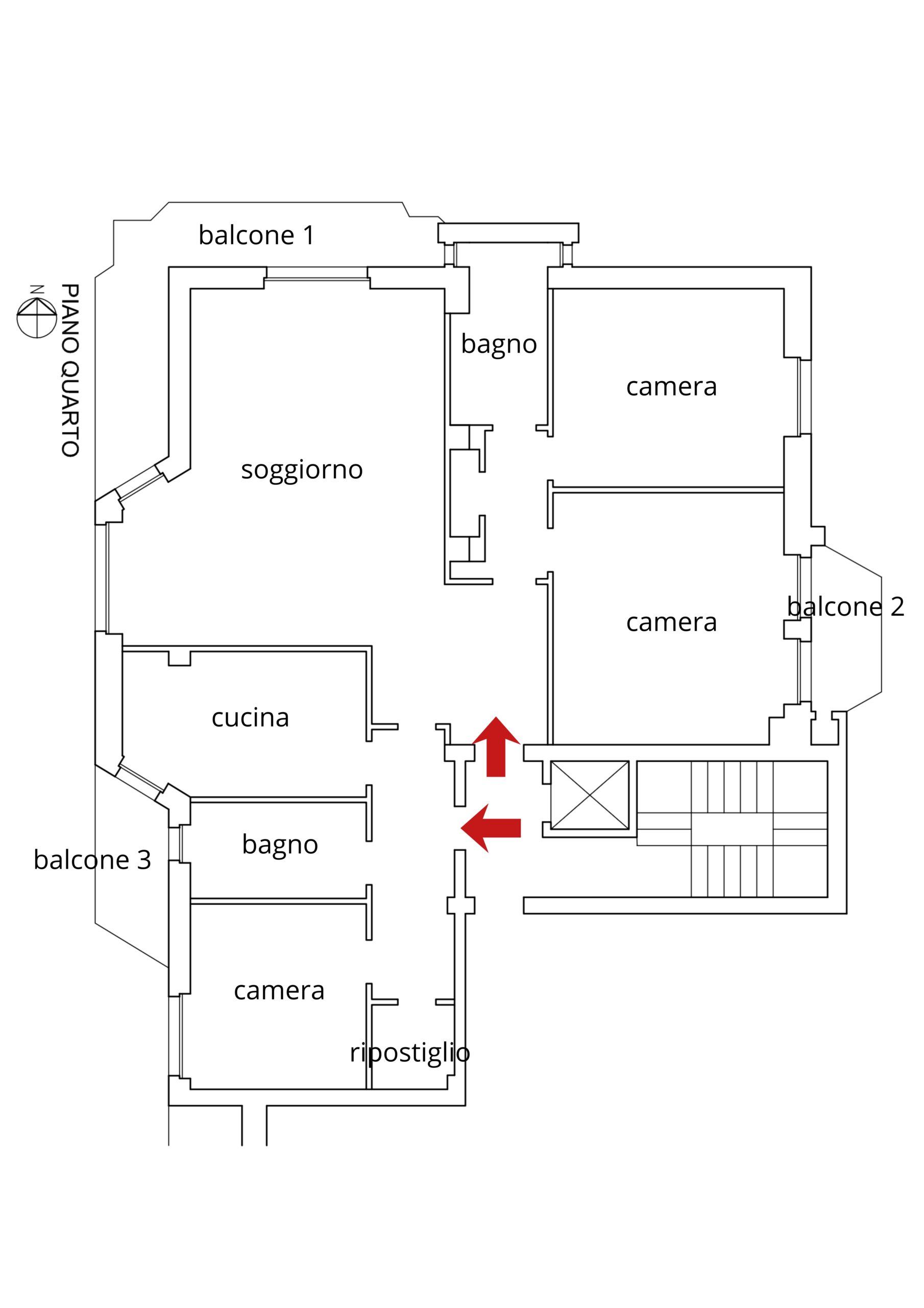 Planimetria 4 LOCALI PIANO ALTO CON BALCONI
