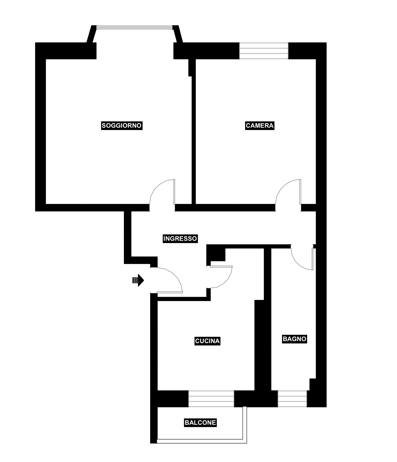 Planimetria 2 LOCALI CON BALCONE RISTRUTTURATO E ARREDATO