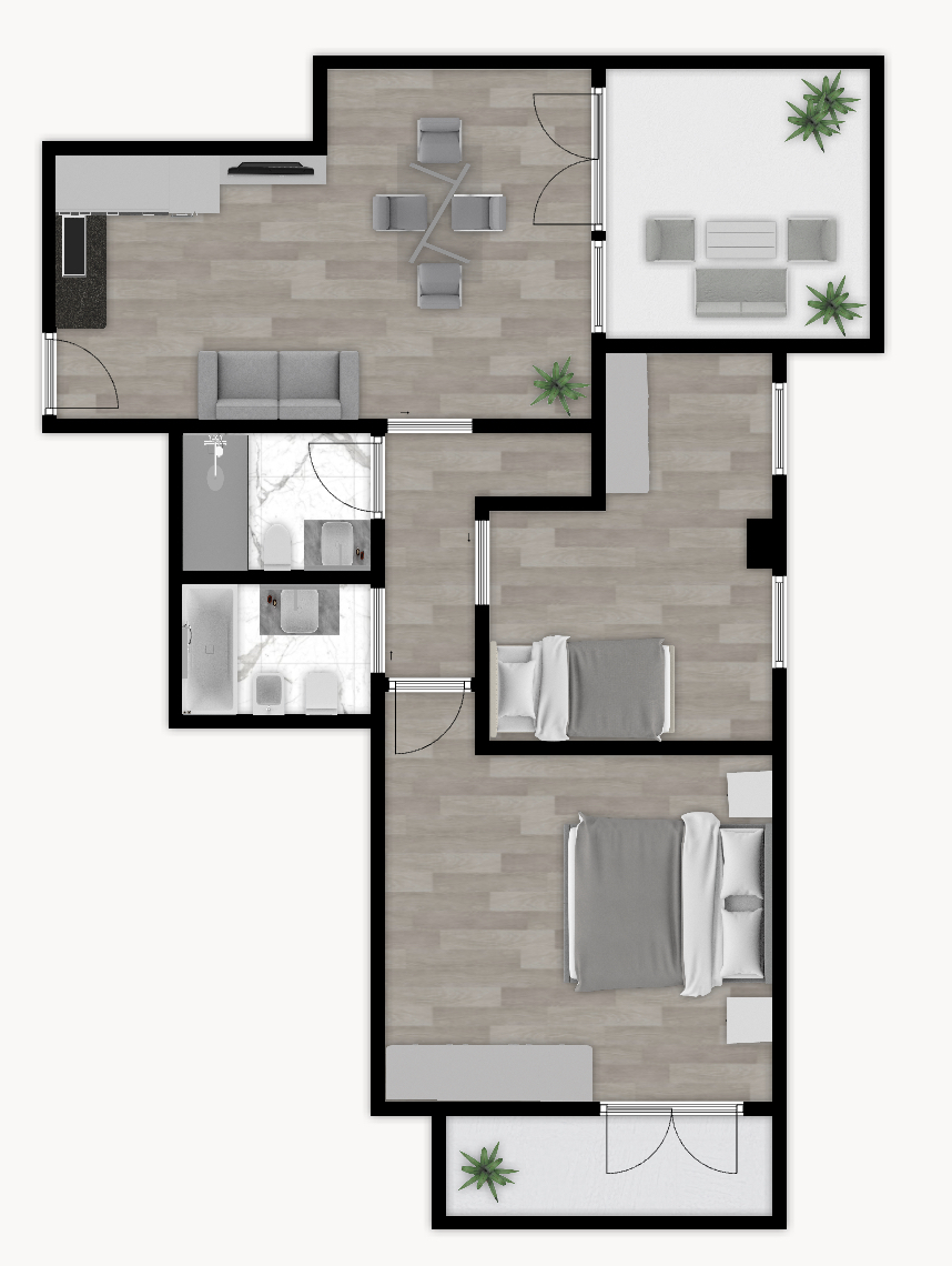 Planimetria TRE LOCALI CON TERRAZZO