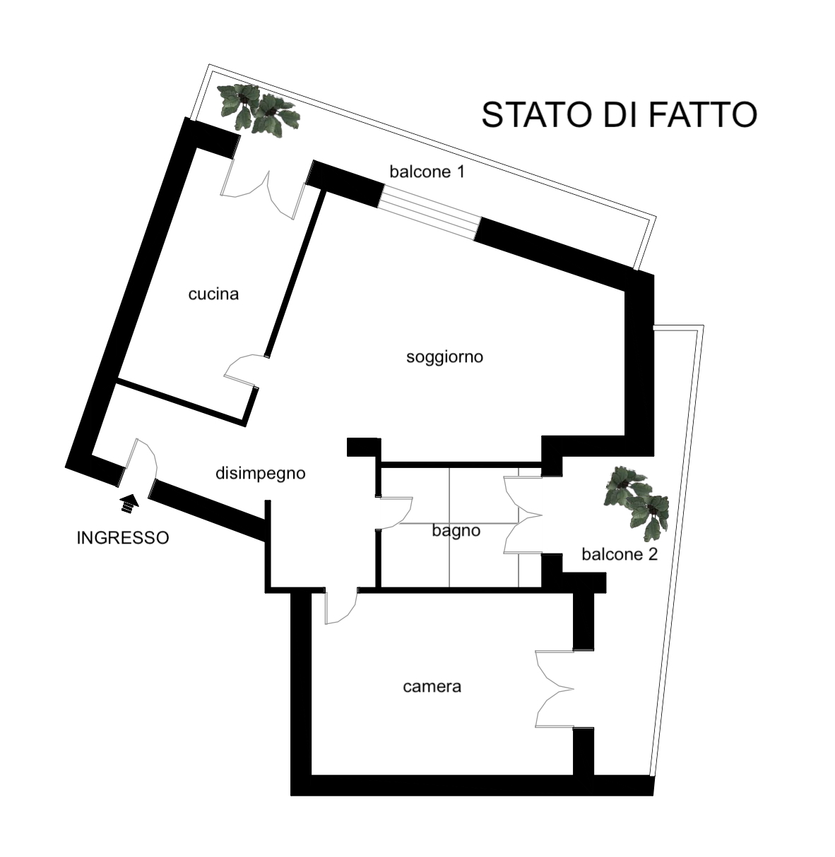 Planimetria NUDA PROPRIETA’- 90 MQ CON DUE BALCONI