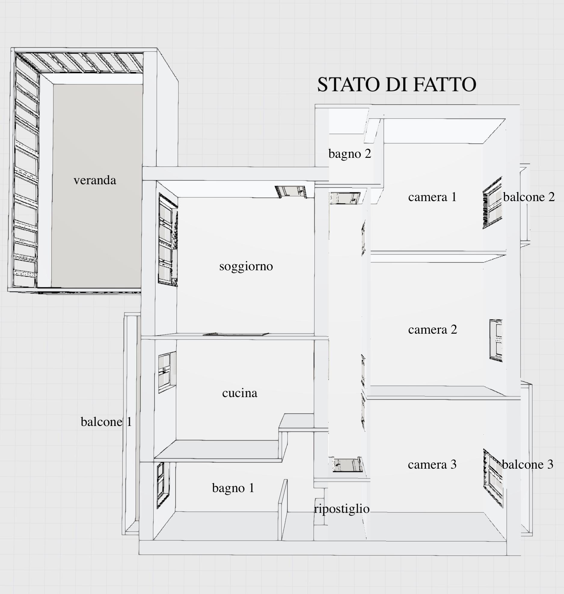 Planimetria 5 LOCALI CON VERANDA E TRE BALCONI