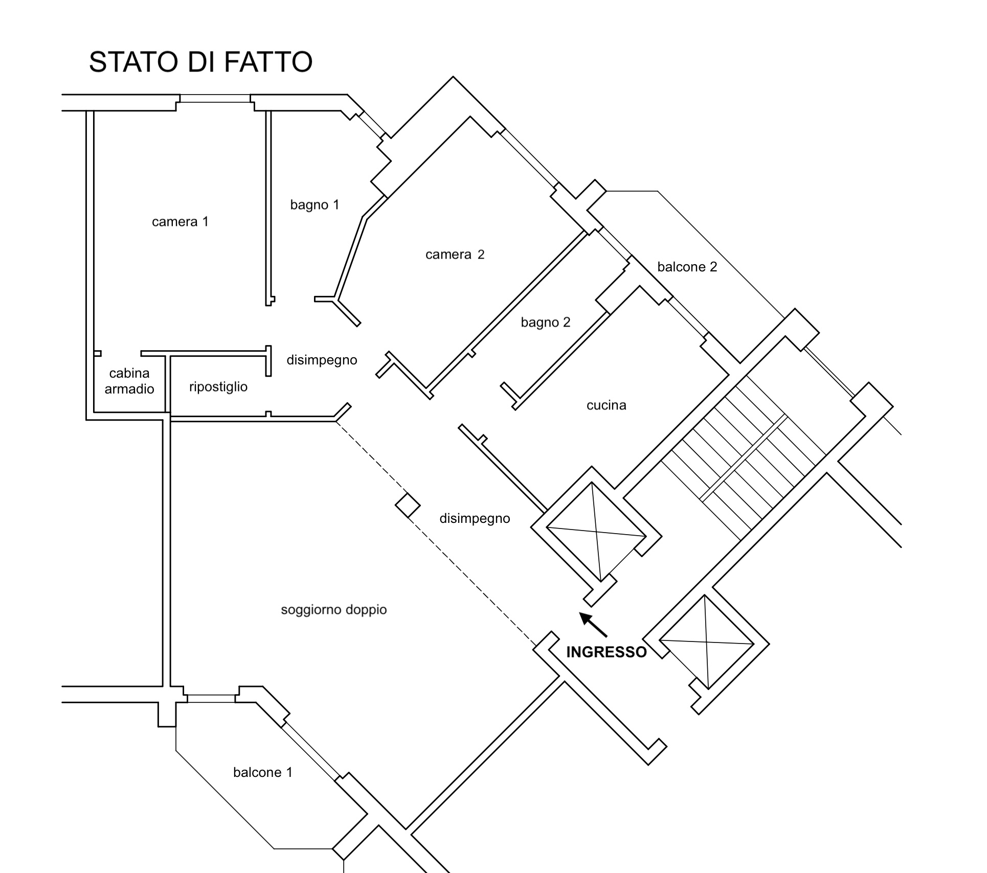 Planimetria 4 LOCALI PIANO ALTO CON BALCONI E BOX
