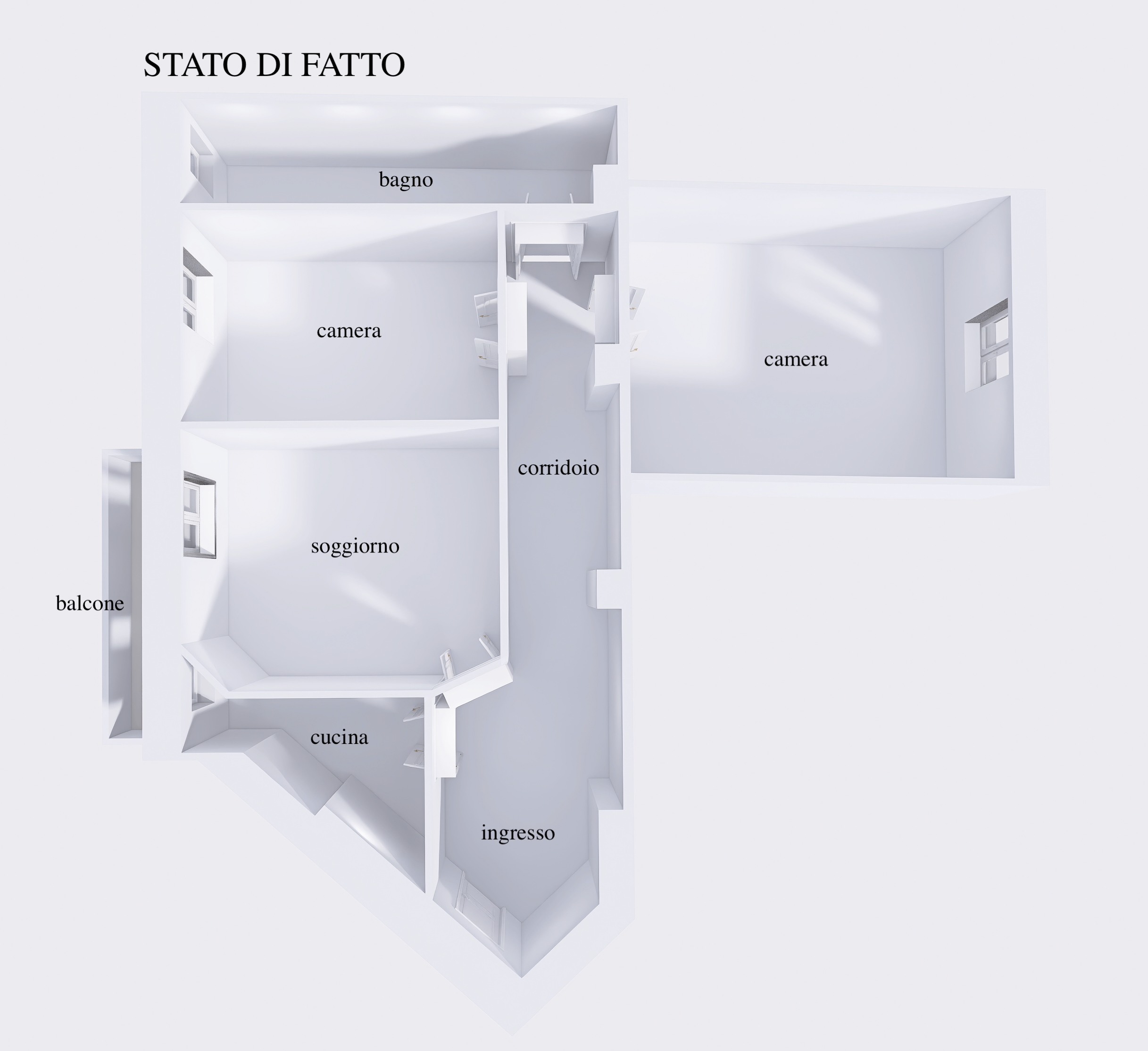 Planimetria 3 LOCALI DA RISTRUTTURARE CON BALCONE